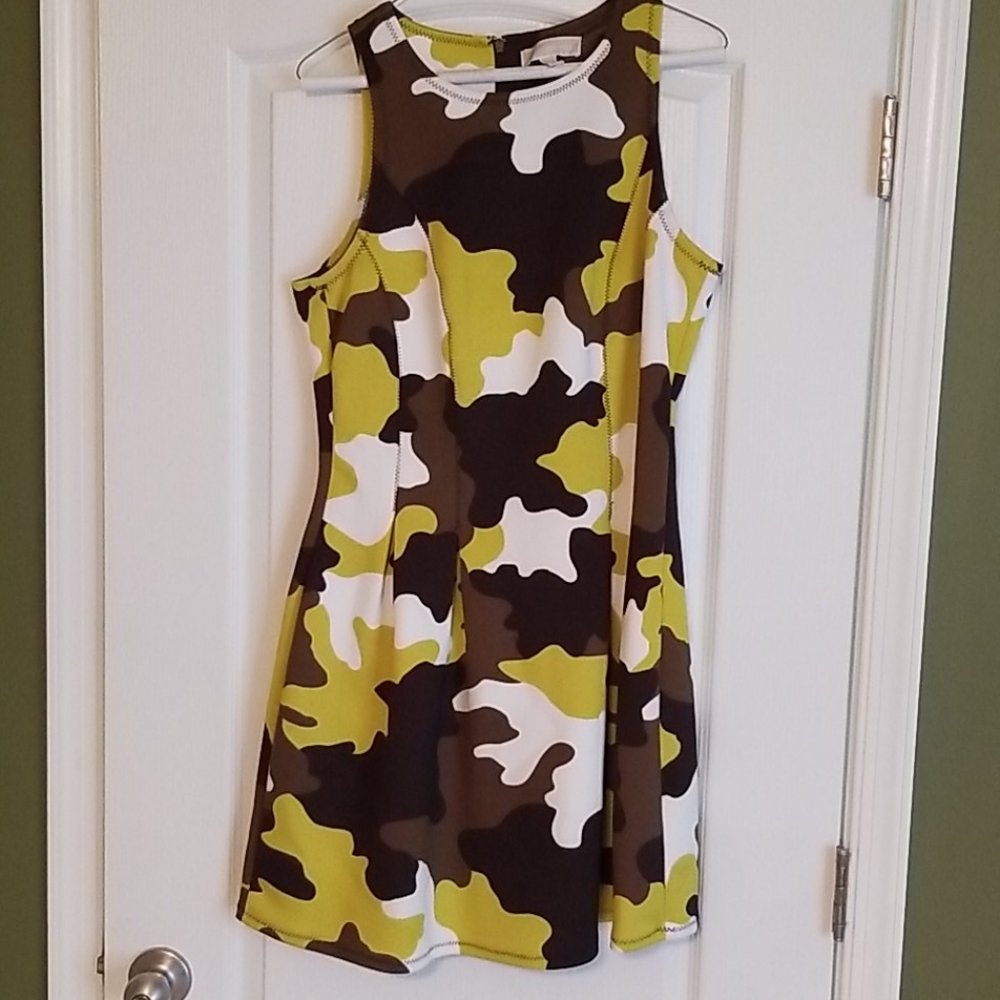 Michael Kors camo print sleeveless dress